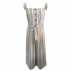 Women's White Black Stripes Maxi Jumpsuit | Size: M, L, XL   