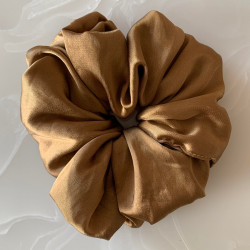 Pack Of 2, Peanut Butter Brown Shade Scrunchies, Hair Accessories, Elastic Ties For Women