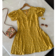 Yellow Cotton Printed Short Dress For Women, Perfect Summer Fit; Sizes - XS, S, M, L