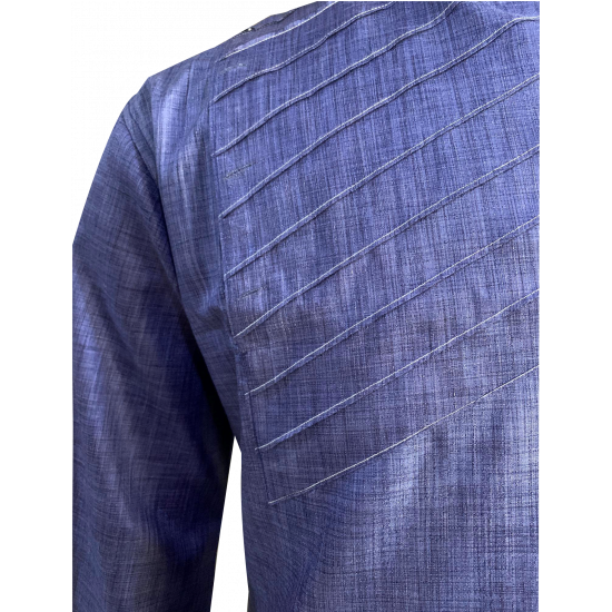 Blue Fancy Design Linen Fabric Long Kurta For Men