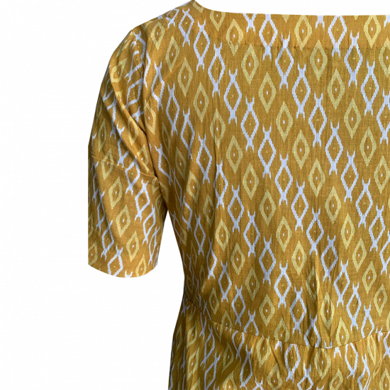 Yellow Summery Fabric Printed Cotton Kurti For Women