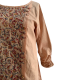 Brown Beige Printed Medium Length Cotton Kurti For Women
