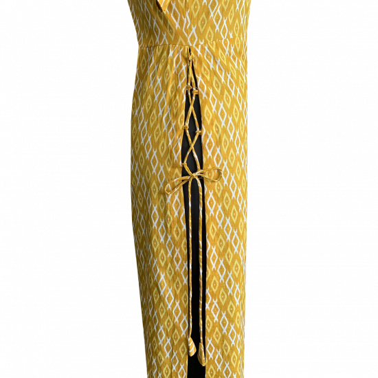 Yellow Summery Fabric Printed Cotton Kurti For Women