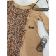 Brown Beige Printed Medium Length Cotton Kurti For Women