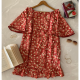 Red & Cream Printed Polyester Short Summer Dress For Women 