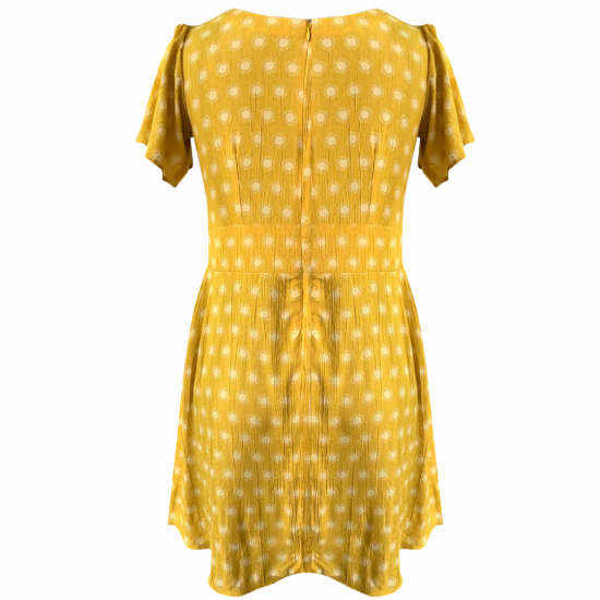 Yellow Cotton Printed Short Dress For Women, Perfect Summer Fit; Sizes - XS, S, M, L