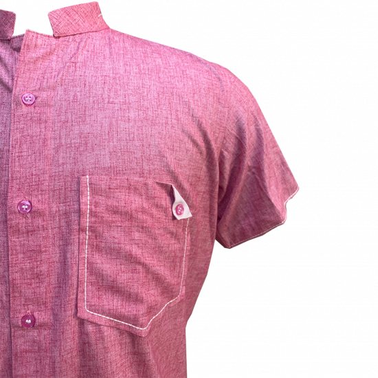 Pink Half Sleeve Linen Shirt For Men 