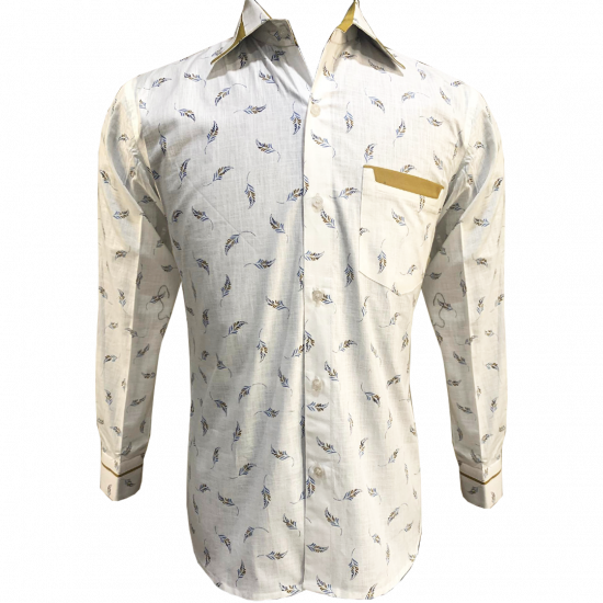 White Printed Cotton Formal Shirt For Men, Unique Modern/Contemporary Fashion