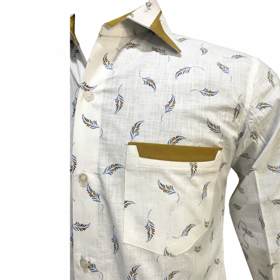 White Printed Cotton Formal Shirt For Men, Unique Modern/Contemporary Fashion
