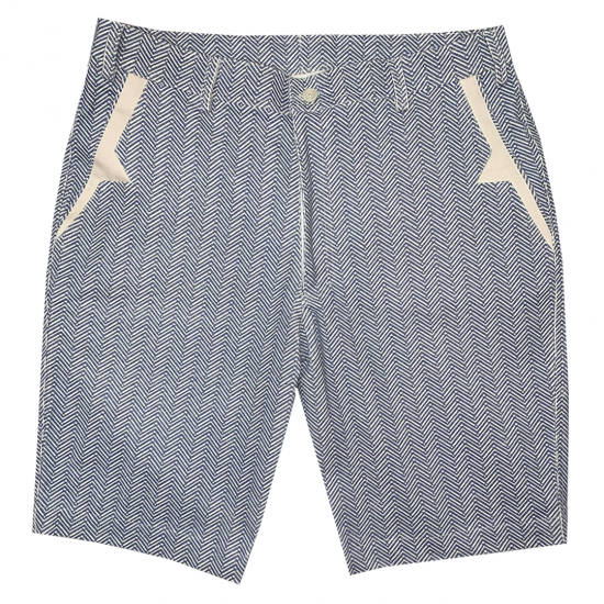 Blue-White Color Blocked Cotton Shorts For Men