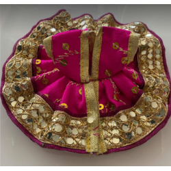 Refreshing Magenta Pink Laddu Gopal Dress With Golden Lace, Sizes Available - 0, 1, 2, 3, 4, 5, 6