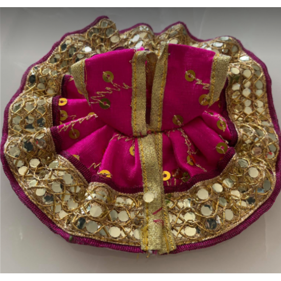 Refreshing Magenta Pink Laddu Gopal Dress With Golden Lace, Sizes Available - 0, 1, 2, 3, 4, 5, 6