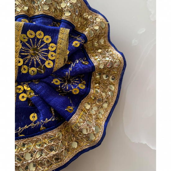 Navy Blue Laddu Gopal Dress With Golden Lace, Sizes Available - 0, 1, 2, 3, 4, 5, 6