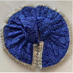 Navy Blue Embroidered Georgette Dress With Silver Lace & Beads For Laddu Gopal. Size - 5