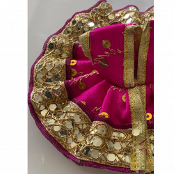 Refreshing Magenta Pink Laddu Gopal Dress With Golden Lace, Sizes Available - 0, 1, 2, 3, 4, 5, 6