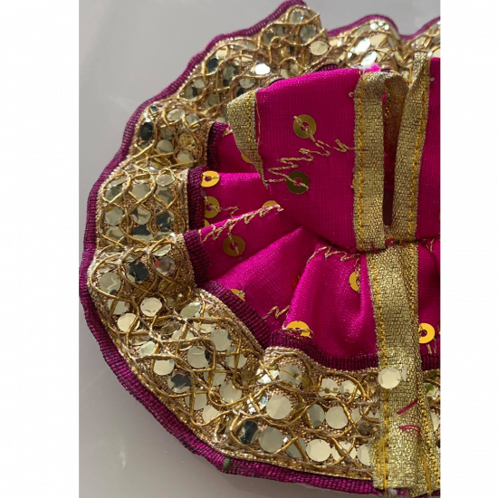 Refreshing Magenta Pink Laddu Gopal Dress With Golden Lace, Sizes Available - 0, 1, 2, 3, 4, 5, 6