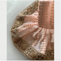 Beautiful Light Pink & Golden Lace Dress For Laddu Gopal, Size - 2