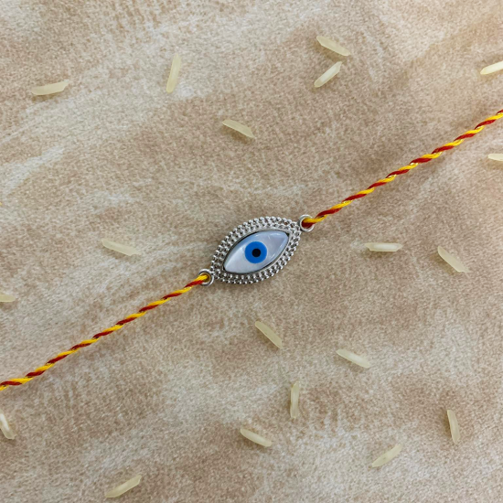 A Silver Evil Eye Protection Rakhi For Your Brother For Rakshabandhan 