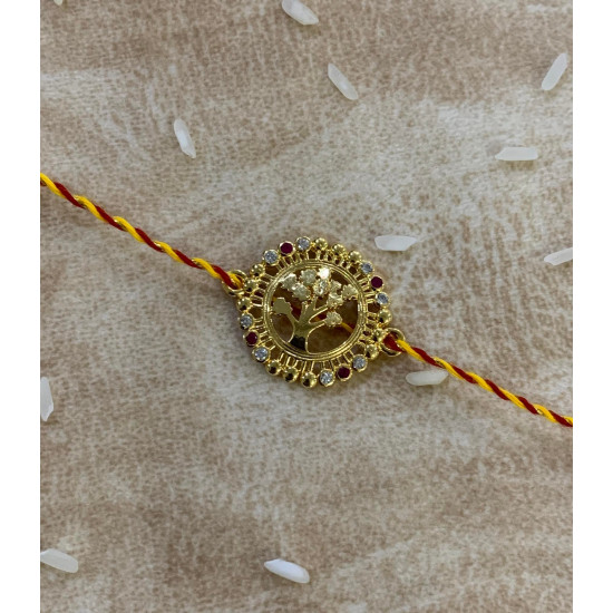 A Silver (Gold-Plated) Tree Of Life Rakhi For Brother For Rakshabandhan 