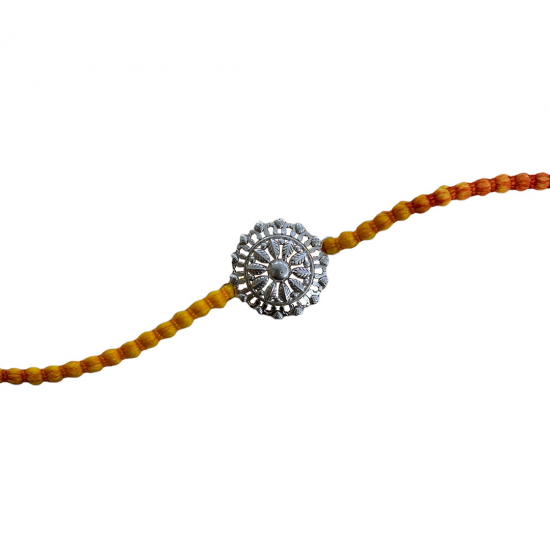 A Silver Sphere Floral Rakhi For Rakshabandhan; Rakhi For Brother
