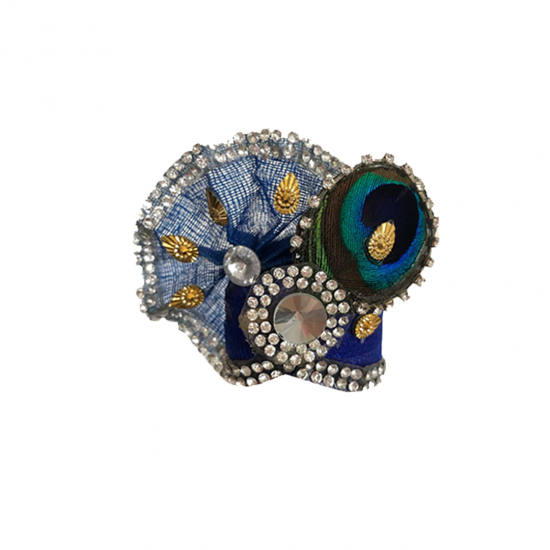 Multicolour Unique Peacock Design Laddu Gopal Dress With Mukut & Necklace Set, SIZE - 3/4