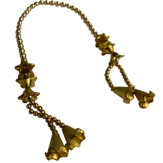 Red Net Laddu Gopal Dress with Colorful Design Mukut & Mala SIZE-1