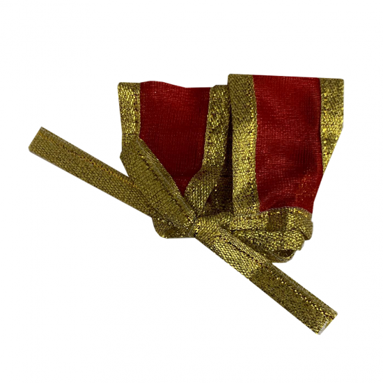 Red Net Laddu Gopal Dress with Colorful Design Mukut & Mala SIZE-1