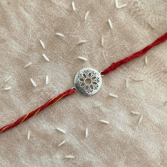 A Silver Sphere Floral Rakhi | Quirky Rakshabandhan Rakhi for Brother| Rakhi for Boys & Men