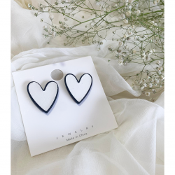 Heart Shaped Cute White Earrings For Women/Girls