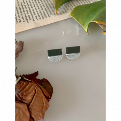 Handmade Olive & Grey Colour Stud Polymer Clay Earrings For Women/Girls