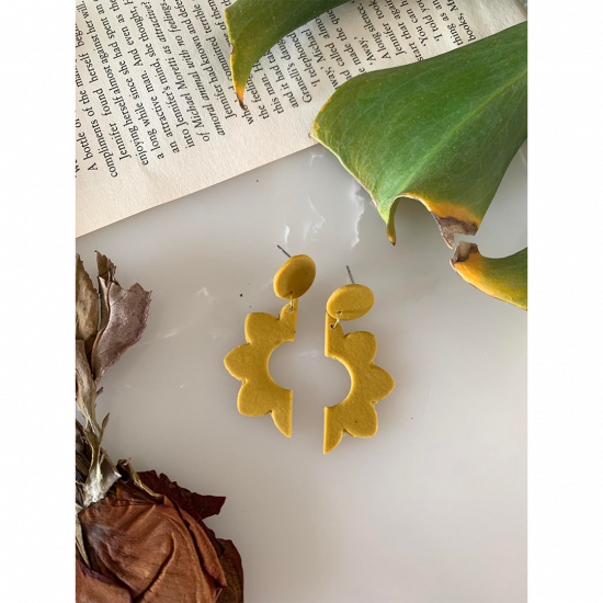 Handmade Half Flower Dangler Drop Polymer Clay Earrings For Women/Girls