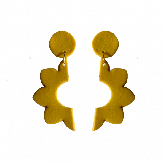 Handmade Half Flower Dangler Drop Polymer Clay Earrings For Women/Girls