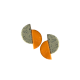 Handmade Shifted Circle Polymer Clay Earrings For Women/Girls; Orange & Dust Grey