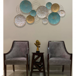 Blue, White & Golden Iron Wall Decorative Hanging, Size - 48 x 25 Inches