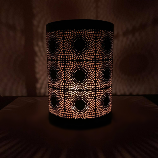 Moroccan Tea Light Holders With Beautiful Flower Cut Design ; Size - 7.25 x 5 (inches)