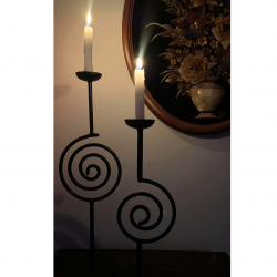Black Tall Spiral Shaped Metal Candle Stands, SINGLE PIECE, Height - 12.5 inches