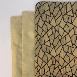 Gorgeous Antique Golden & Black Cover Along With Dull Yellow Cushion Covers, Set of 3, Size - 16*16 inches